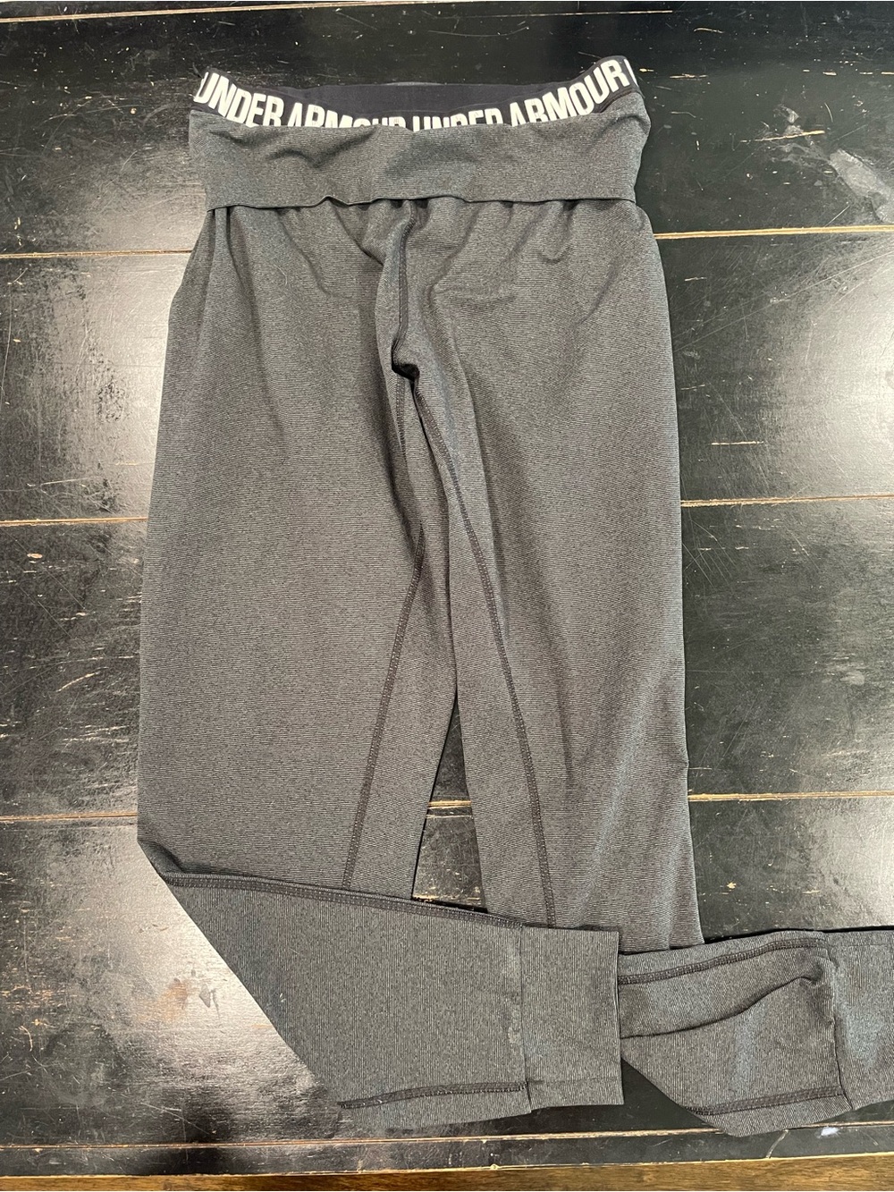 Under Armour Dark Gray Performance Leggings with Logo Waistband